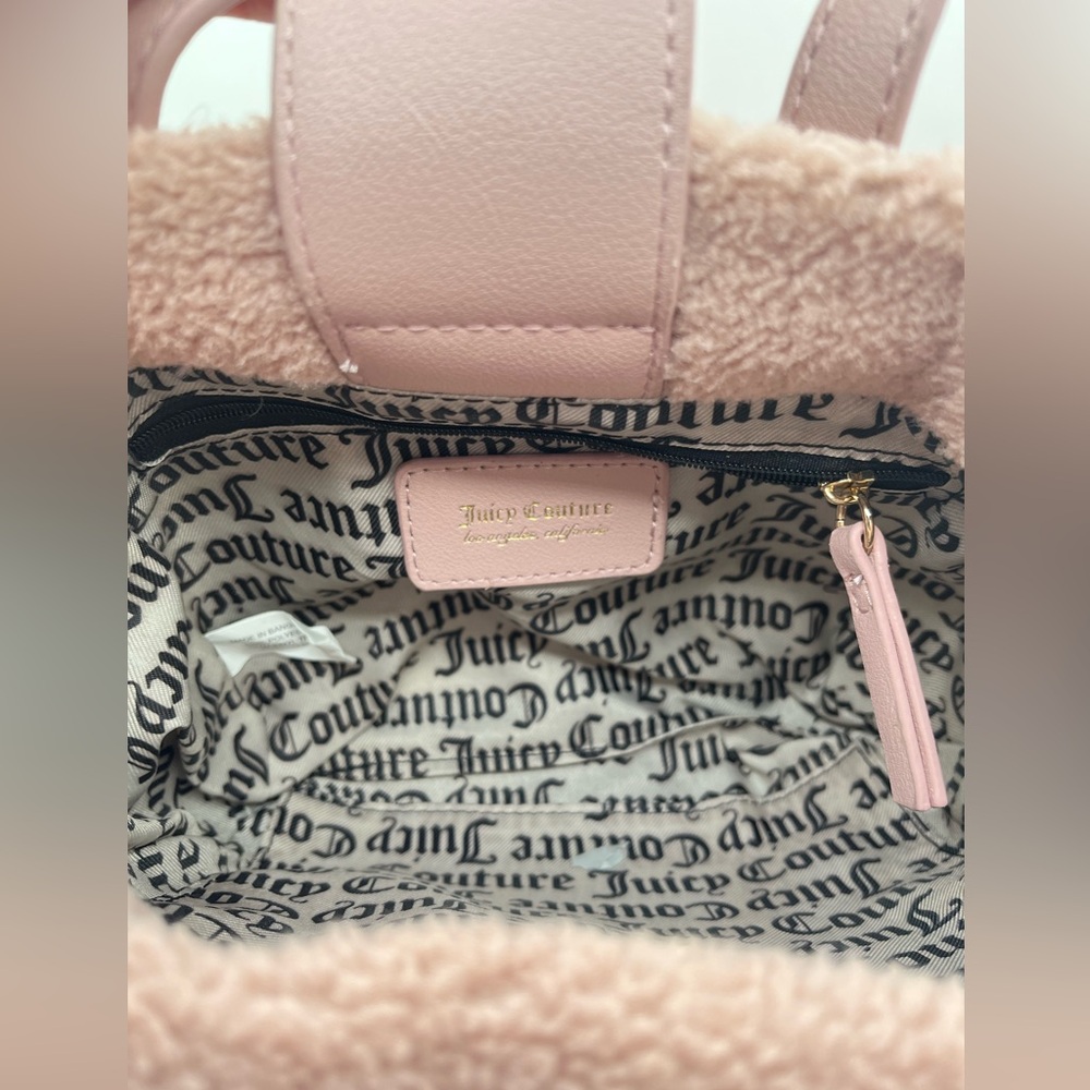 Juicy Couture Women’s Dusty Blush Sherpa  Silver Lining Mini Tote Crossbody OS - Picture 6 of 13